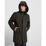 Parka unissexo 3/4 com capuz amovível e fecho de correr Roly Direct Dome cor preto vista detalhe 3