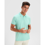 Polo de manga curta em malha piqué gola e botões 210 g/m2 Roly Direct Wos cor verde menta vista detalhe 2
