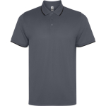 Polo técnico de manga curta com rib em contraste 200 g/m2 Roly Direct Sian cor preto primeira vista de uso