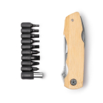 Ferramenta multifunções 5 em 1 com corpo em bambu e aço inoxidável cor natural segunda vista