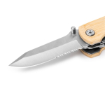 Ferramenta multifunções 5 em 1 com corpo em bambu e aço inoxidável cor natural vista detalhe 2