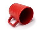 Caneca de cerâmica 320 ml com exterior mate e design canelado cor vermelho vista detalhe 1