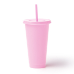 Copo reutilizável de plástico reciclado com tampa e palhinha 710ml cor cor-de-rosa segunda vista