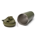 Copo térmico em aço inoxidável com tampa anti-derrames 500ml cor verde-escuro vista detalhe 2