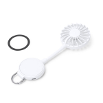 Ventoinha de mão com anel magnético e 3 velocidades cor branco primeira vista de uso