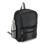 Mochila leve dobrável com bolso frontal e rede lateral 16 L cor preto segunda vista