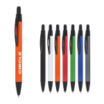 Caneta de alumínio reciclado de toque suave, tinta azul