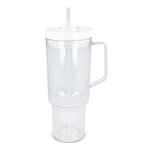 Caneca térmica com asa lateral e palhinha na tampa antigotas 1 L cor branco transparente