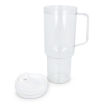 Caneca térmica com asa lateral e palhinha na tampa antigotas 1 L cor branco transparente sexta vista