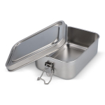 Lancheira de aço inoxidável com tampa hermética antigotas cor prateado segunda vista