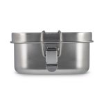 Lancheira de aço inoxidável com tampa hermética antigotas cor prateado quarta vista