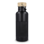 Garrafa térmica antigotas com tampa de bambu e pega metálica 500 ml cor preto quinta vista