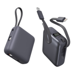 Powerbank com cabos integrados e carga rápida 10 000 mAh cor cinzento-escuro quarta vista