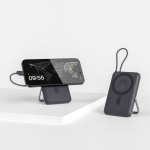 Powerbank com MagSafe para carga sem fios e ecrã LED 10 000 mAh cor cinzento-escuro quarta vista