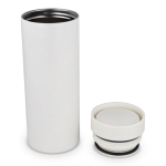 Termos de aço inoxidável para levar com tampa 360° antigotas 400 ml cor branco terceira vista