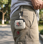 Estojo para auriculares com mosquetão e fecho de correr cor bege sexta vista