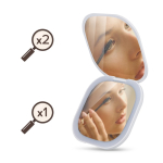 Espelho compacto com luz recarregável e ampliação 2x ideal para viagem cor branco sexta vista