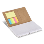 Caderno de PU, notas adesivas e bolso interior, folhas pontilhadas A5 cor branco quarta vista