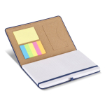 Caderno de PU, notas adesivas e bolso interior, folhas pontilhadas A5 cor azul-escuro quarta vista