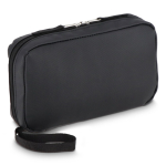 Bolsa organizadora de dispositivos de plástico reciclado com zíper cor preto
