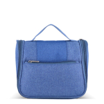 Nécessaire de plástico reciclado com tira interior para pendurar e asa cor azul