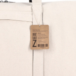 Saco de viagem de algodão e poliéster com bolso frontal e lateral cor bege sexta vista