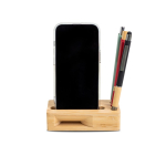 Suporte multifuncional em bambu natural com amplificador de som