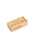 Suporte multifuncional em bambu natural com amplificador de som