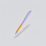 Caneta com clip translúcido e zona de pega em bambu, tinta preta