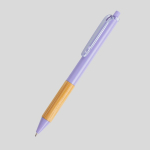 Caneta com clip translúcido e zona de pega em bambu, tinta preta