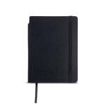 Bloco A5 em pele sintética reciclada com capa flexível, folhas lisas cor preto