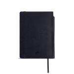 Bloco A5 em pele sintética reciclada com capa flexível, folhas lisas cor preto