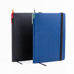 Bloco A5 em pele sintética reciclada com capa flexível, folhas lisas