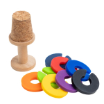 Rolha de cortiça para garrafa com anéis coloridos marcadores de copos