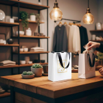 Saco papel premium com acabamento mate e asas de tecido resistentes 4kg