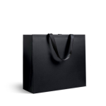 Saco de papel premium mate com fole e asas de tecido resistente 9kg cor preto