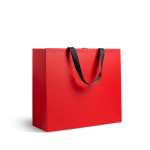 Saco de papel premium mate com fole e asas de tecido resistente 9kg cor vermelho