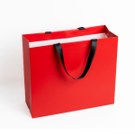 Saco de papel premium mate com fole e asas de tecido resistente 9kg cor vermelho