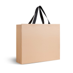 Saco de papel premium mate com fole e asas de tecido resistente 9kg cor bege