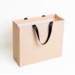 Saco de papel premium mate com fole e asas de tecido resistente 9kg cor bege
