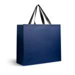 Saco de papel premium mate com fole e asas de tecido resistente 9kg cor azul-marinho