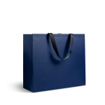 Saco de papel premium mate com fole e asas de tecido resistente 9kg cor azul-marinho