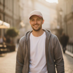 Boné desportivo bicolor estruturado em 6 painéis de algodão 250 g/m2