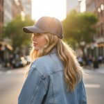 Boné trucker de 5 painéis com fecho snapback e pala curva 250 g/m2