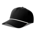 Boné de basebol de 5 painéis com cordão em contraste e fecho snapback cor preto