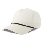 Boné de basebol de 5 painéis com cordão em contraste e fecho snapback cor branco