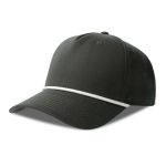 Boné de basebol de 5 painéis com cordão em contraste e fecho snapback cor cinzento-escuro