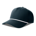 Boné de basebol de 5 painéis com cordão em contraste e fecho snapback cor azul-marinho