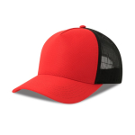 Boné trucker ecológico de 5 painéis com proteção solar UPF50 cor vermelho