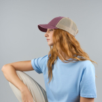 Boné trucker de 6 painéis com rede respirável e fecho de velcro